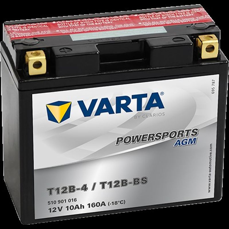 VARTA AGM MC Batteri 12V 10AH 160CCA (151x70x131mm) +venstre T12B-BS (T12B-4)