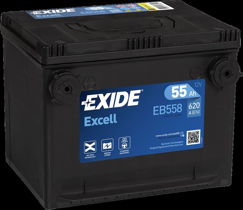 EXIDE STARTBATTERI 12V 55AH (230x180x186mm) +Venstre
